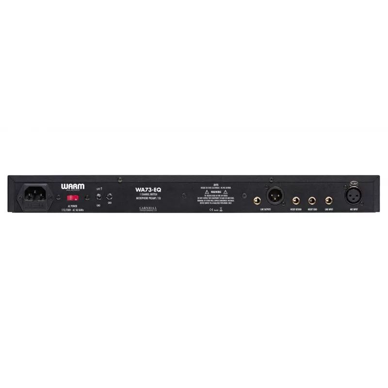 Audio priekšpastiprinātājs WARM AUDIO WA73-EQ — vienkanālu, melna krāsa, 20–20 000 Hz, 1200 Ω ieeja, 115/230 V