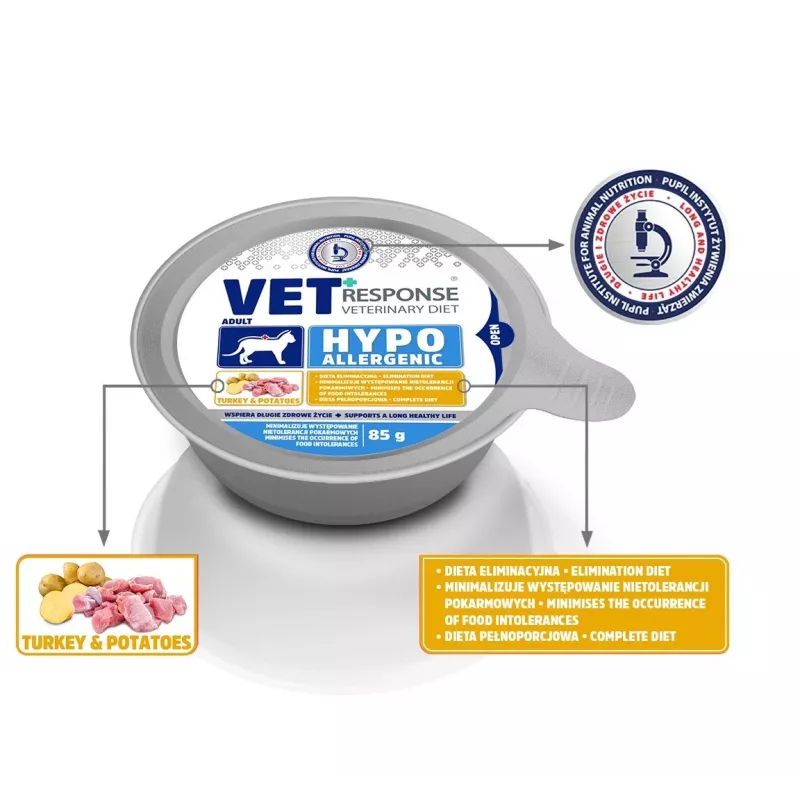VET RESPONSE Hypoalerģiskā tītara - mitrā kaķu barība - 85g