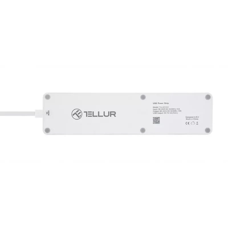 Strāvas sadalītājs Tellur — WiFi viedais strāvas sadalītājs ar 3 maiņstrāvas rozetēm un 4 USB pieslēgvietām (4 A)