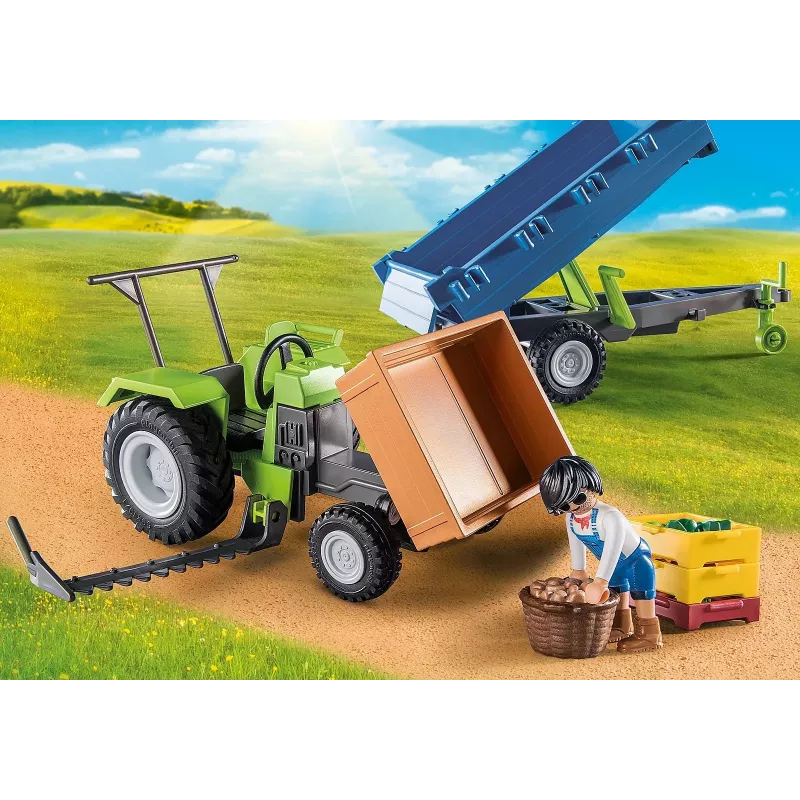 Playmobil kombaina traktors ar piekabi – lomu spēles un iztēles rotaļas vecumam no 6 līdz 9 gadiem – Fat Brain Toys