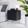 Naktsgaldiņu komplekts 2 gab. cama meble JUNGLE — 53.5×40.5×44 cm, melns matēts MDF/skaidu plātne, zelta kājas