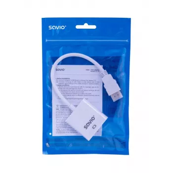 Savio CL-27B video kabeļa adapteris 0.1 m HDMI Type A (Standard) VGA (D-Sub) Balts