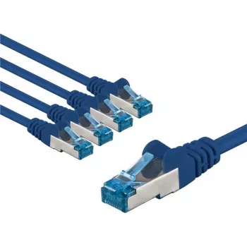 Goobay CAT 6A komutācijas kabelis S/FTP PiMF 5 m zils 5er komplekts - vara vadītājs CU (67532)