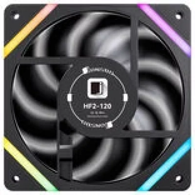 Korpusa ventilators Jonsbo HF2-120 Reverse Blade PWM ARGB 120mm melns, PWM vadība, ARGB apgaismojums