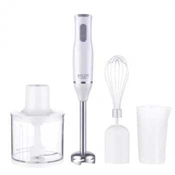 Adler AD 4620 rokas blendera komplekts, 800 W, 2 ātrumi, 450 ml smalcinātājs, 750 ml trauks, putotājs, balts