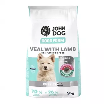 Sausā suņu barība john dog Good Form Puppy teļa gaļa ar jēra gaļu, kucēnu formula, 3 kg