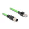 Tīkla kabelis DeLOCK M12 kabelis A-kodēts 8 kontaktu vīrišķais uz RJ45 vīrišķais PUR (TPU) 1 m