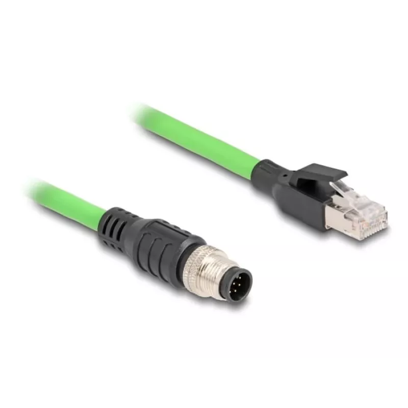 Tīkla kabelis DeLOCK M12 kabelis A-kodēts 8 kontaktu vīrišķais uz RJ45 vīrišķais PUR (TPU) 1 m