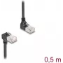 Tīkla kabelis DeLOCK RJ45 Cat.6A S/FTP plāns 90° 0.5m Melns