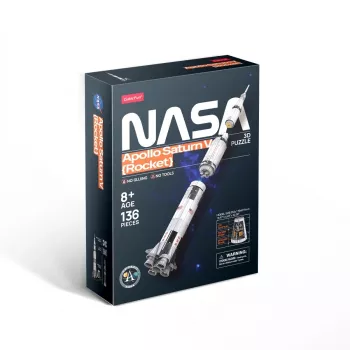 3D puzzle cubicfun Apollo Saturn raķetes modelis — mēroga montāžas izglītojošais komplekts