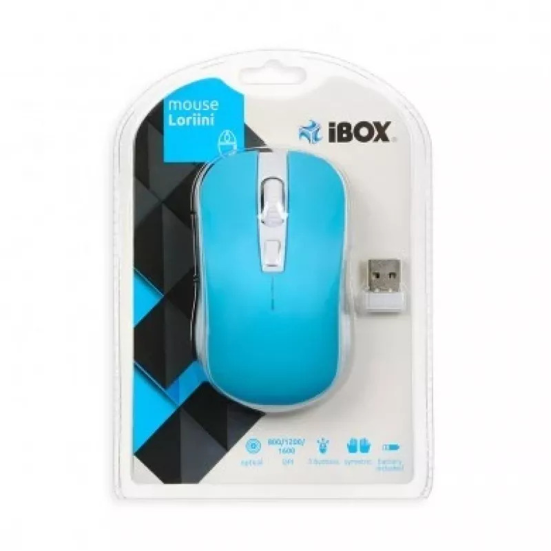 pele IBOX LORIINI ambidextrous RF wireless optical 1600 DPI, 3 pogas, nano USB uztvērējs, 10 m diapazons
