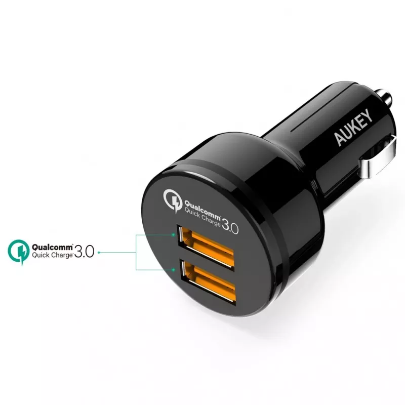 CC-T8 ātrās uzlādes auto lādētājs 2xUSB 3.0 6A 36W + micro USB kabelis 1m