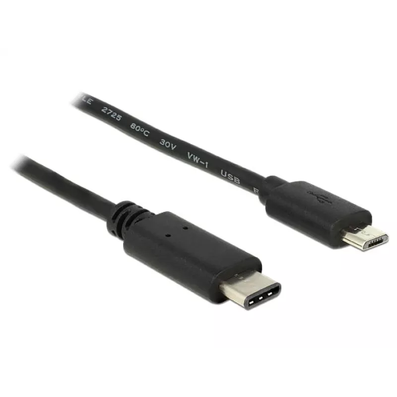DeLOCK - USB kabelis - 5-pin Micro-USB Type B (V) - 24-pin USB Type C (V) - 1,0m (USB 3.1) - melns (83602)