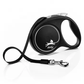 Saliekamā suņu pavada Flexi Melns Design M, lentes pavada, 5 m, vidēja izmēra šķirnēm (10–25 kg), maksimālā slodze 20 kg