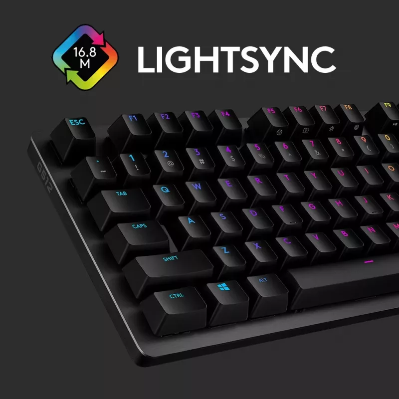 Logitech G512 Gaming tastatūra, melna, vadu, Šveices, 920-009347