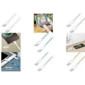 LogiLink USB 2.0 Type-C kabelis C/m> C/m Neilons 60W Zils - Kabelis - Digitālie/Dati (CU0351)