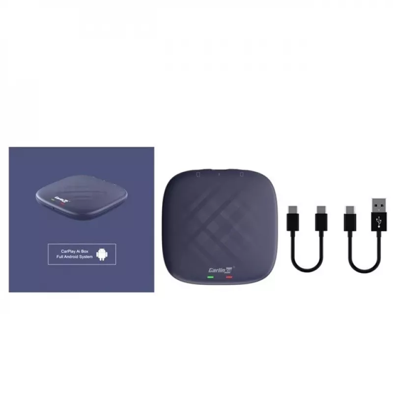 CARLINKIT Adapter Wireless AI Box with Android 13 - 8GB+128GB priekš oriģinālajiem automašīnas radio ar CarPlay zils