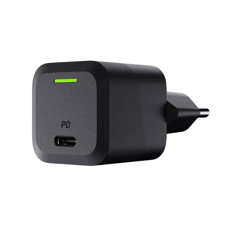 Mobilo ierīču lādētājs zaļa Cell CHARGC06, USB-C 33 W, Quick Charge 3.0, maiņstrāvas ieeja 100–240 V, melns