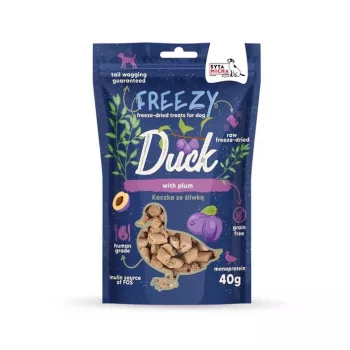 SYTA MICHA Freezy Duck with Plum saldēts suņu kārums 40 g — hipoalerģisks, bez graudiem, pieaugušiem suņiem