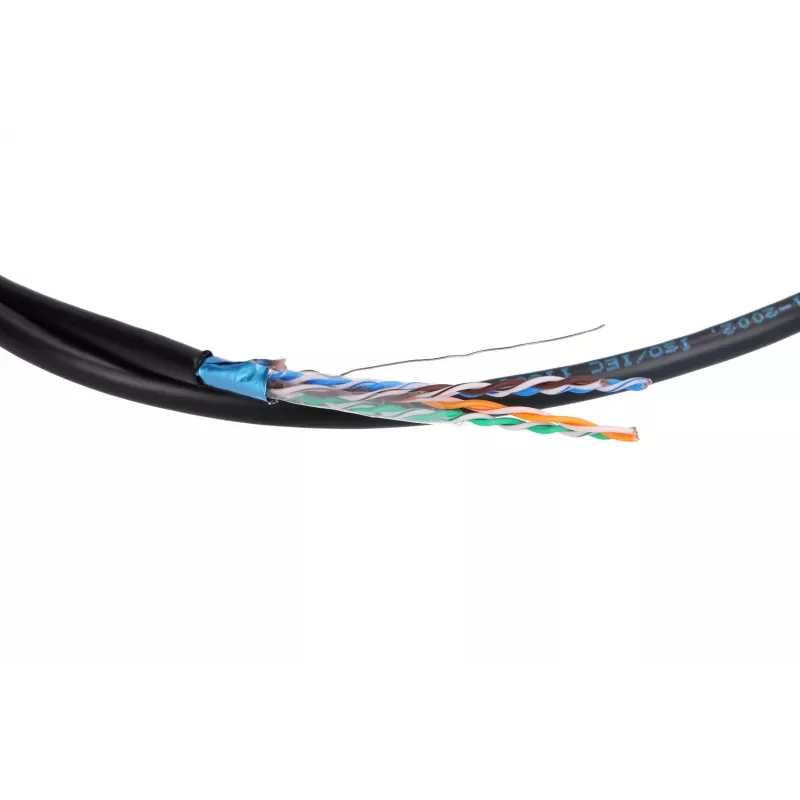 Tīkla kabelis Extralink vītā pāra CAT5E FTP (F/UTP) V2 āra 305 M melns