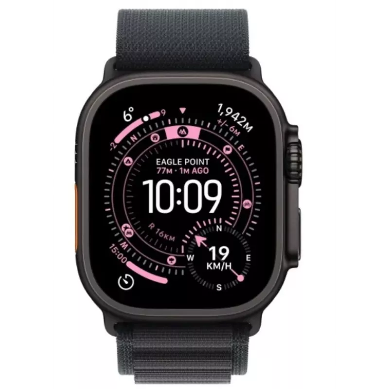 Viedpulkstenis Apple Watch Ultra 3 GPS + Cellular 49mm melns titāna korpuss ar melnu Alpine Loop siksnu (Liela)