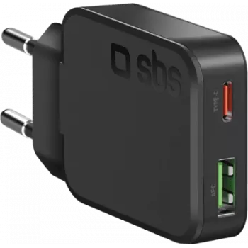 SBS PD Reiselader UltraSlim 45W USB/USB-C GaN melns (TETRGANUSBTC45SLIM)