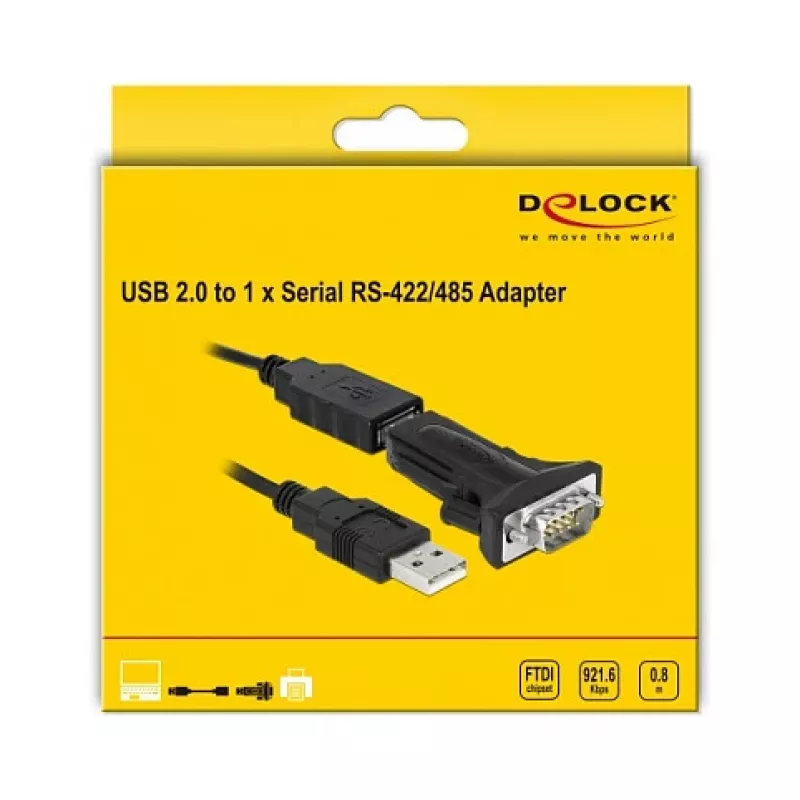 Seriālais kabelis DeLOCK 66286 USB Type-A DB-9 melns 0,8 m