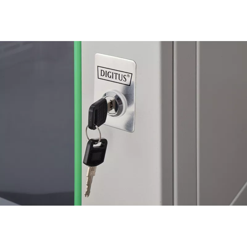 Wall-mounted rack cabinet DIGITUS Dynamic‑N 7U 19 inch 600x600 mm, unmounted, IP20, key lock