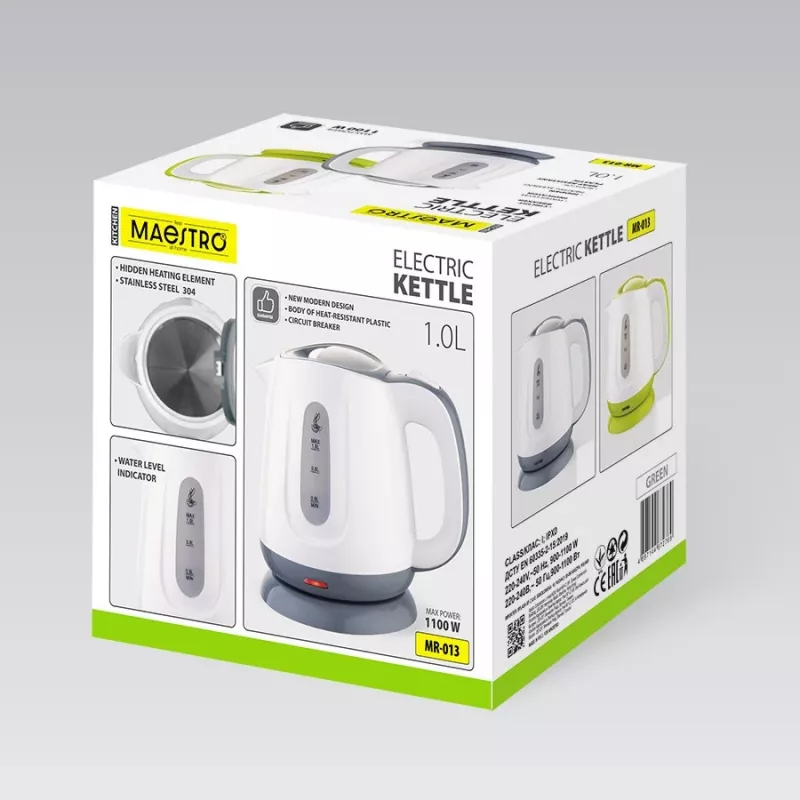 Elektriskā tējkanna MAESTRO MR013 1 L 1100 W (MR-013-GREEN) Zaļa, Balta