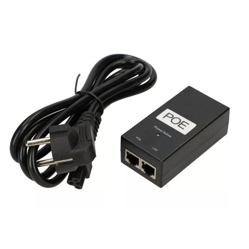 PoE barošanas bloks Extralink POE-24-24W-G 24V 1A 24W Gigabit, iekštelpām, melns, maiņstrāvas kabelis iekļauts