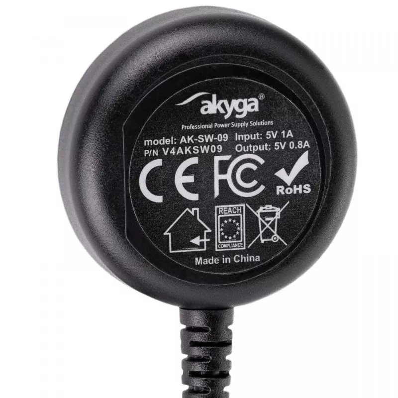 Iekštelpu lādētājs Akyga AK-SW-09 viedpulkstenim melns USB 5V 1m