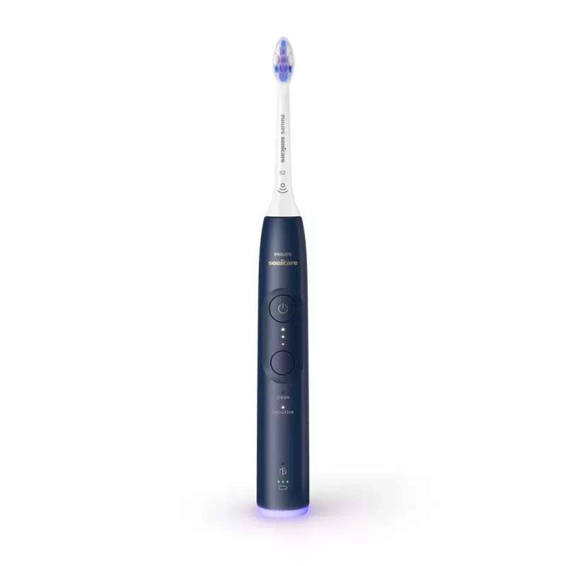 Elektriskā zobu birste Philips Sonicare Series 6100 HX7403/05 — uzlādējama, Li‑Ion baterija, jutīgās un ikdienas kopšanas režīmi, tumši zila