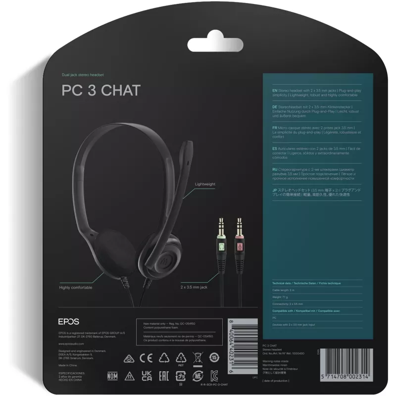 Sennheiser PC 3 CHAT austiņas melnā krāsā