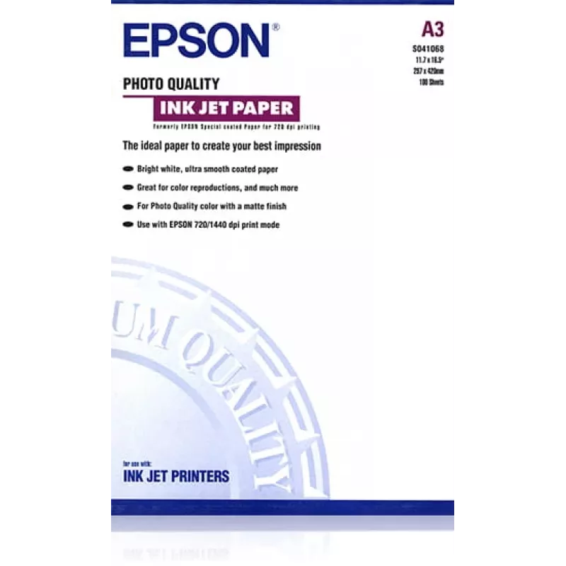Epson Photo Quality tintes printera papīrs, DIN A3, 102 g/m², 100 loksnes