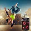 Pārnēsājams Bluetooth karaoke skaļrunis MANTA SPK0803B140 140W, darbināms ar baterijām, MIC/USB/microSD, FM, ekvalaizers, riteņi