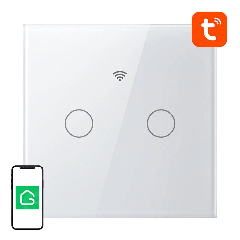Viedais skārienjutīgais WiFi gaismas slēdzis Gosund SLS2 (modelis SW12) — skārienvadība, Wi‑Fi savienojamība, izvēles N/Dubultā elektroinstalācija
