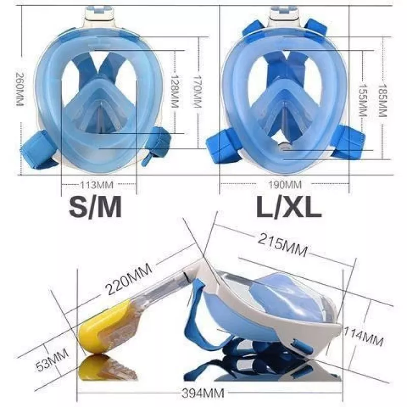 Niršanas maska Free Breath M2068G L/XL rozā — pilnas sejas niršanas maska, L/XL izmērs