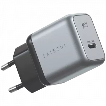 Mobilās ierīces lādētājs Satechi ST-UC30WCM-EU — Universāls iekštelpu maiņstrāvas lādētājs ar 1× USB-C, melns/sudraba