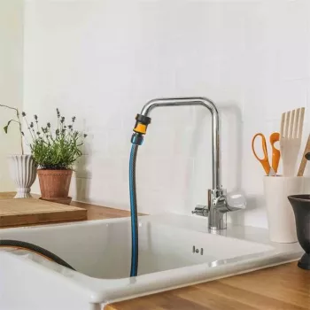 Fiskars 1027062 ūdens šļūtenes savienotājs Metāla savienotājs Melns, oranžs, sudraba 1 gab.