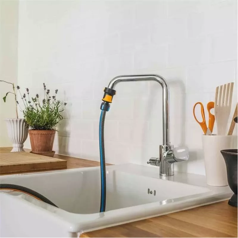 Fiskars 1027062 ūdens šļūtenes savienotājs Metāla savienotājs Melns, oranžs, sudraba 1 gab.