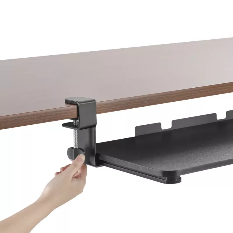 Maclean MC-839 Bīdāmā tastatūras platforma | Zemgalda atvilktne tastatūrai un pelei | Skavas tipa tastatūras paliktnis | Ergonomisks darbstacijas risinājums