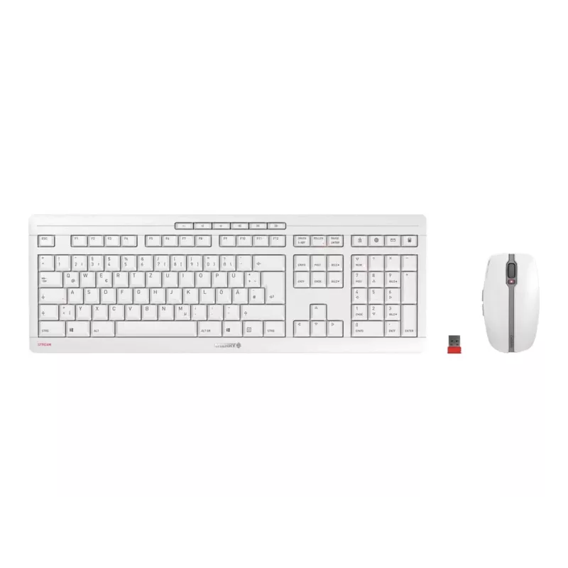 CHERRY Stream Desktop tastatūra ar peli biroja lietošanai RF bezvadu QWERTZ vācu valoda balta