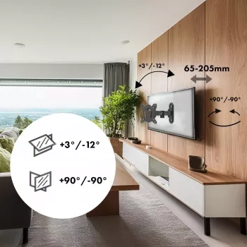 Maclean MC-416 TV Monitora sienas stiprinājums 13-32 30kg Sagāžams Pagriežams maks. VESA 100x100 Melna pulverkrāsojums LED OLED LCD Universāls Kronšteins Turētājs
