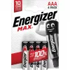 Energizer sārma baterijas Max Aaa LR03, 4 gab., ekoloģisks iepakojums