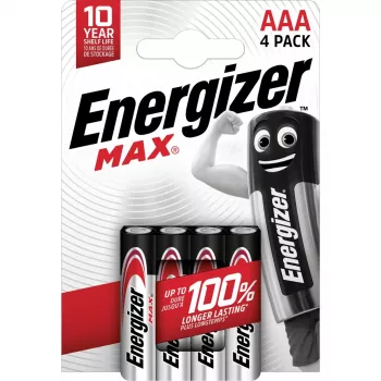 Energizer sārma baterijas Max Aaa LR03, 4 gab., ekoloģisks iepakojums