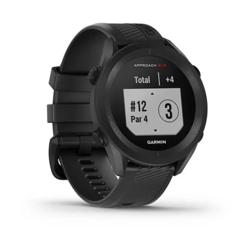 GPS golfa pulkstenis GARMIN Approach S12, melns, 43 mm korpuss, silikona siksniņa, 30 h GPS akumulatora darbība
