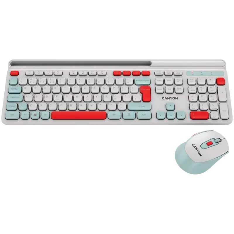 CANYON HSET-W5 EN tastatūra+pele AAA+AA bezvadu balta