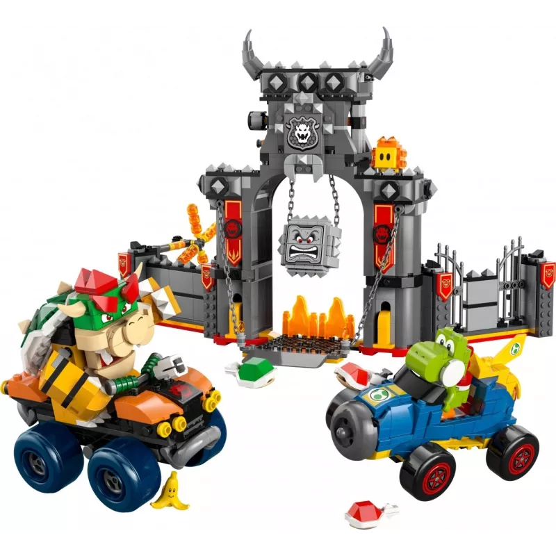 LEGO konstruktora komplekts 72039 Super Mario Bowser cietoksnis ar Mario kartingu, interaktīvs rotaļu komplekts