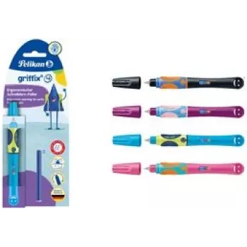 Pelikan griffix® pildspalva labročiem - Mīlīgi rozā - Rozā - Kārtridžu uzpildes sistēma - Zila - Plastmasa - Nerūsējošais tērauds - Labročiem (820301)