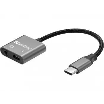 USB-C audio adapter SANDBERG PD65W 136-67 with USB-C PD passthrough